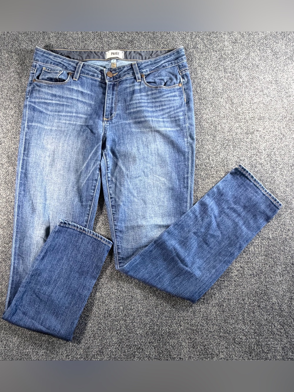 Paige Women's 30 Jimmy Jimmy Skinny Faded Blue Denim Front 5 Pocket Jeans